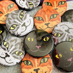 Funny Cat Faces badges, Set of badges, lapel pin, Pin badge, party bag fillers, Kitten gift, Animal Badges image 4