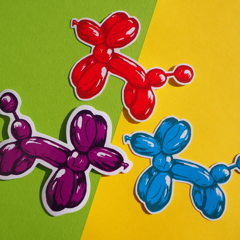 Vinyl Sticker Set 3x Balloon Dog, Laptop Decals, Phone stickers, image 3