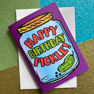 Pickle Jar Birthday Card, Cute Birthday card, A6 image 1