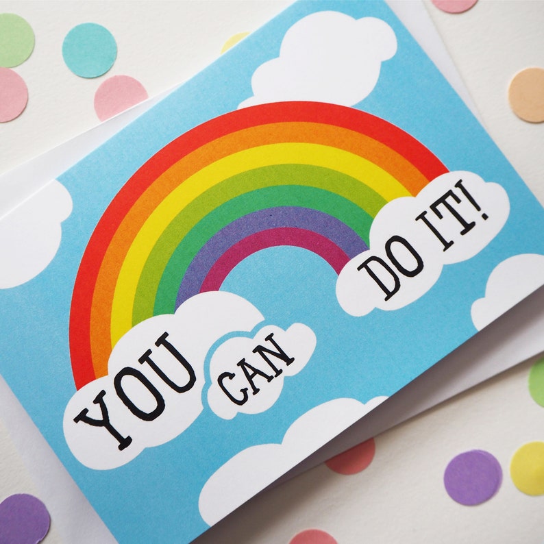 Rainbow Encouragement Card You Can Do it Card Good Luck Etsy