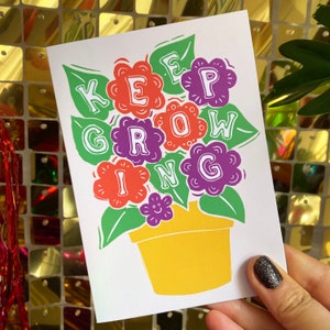 Keep Growing Flowers Card, Keep Going House plant card, self care card, mental wellbeing A6 image 3