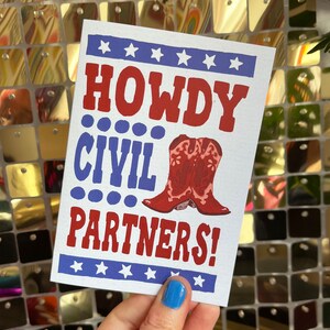 Howdy Civil Partnership and Wedding Card, Cowboy Modern Wedding card A6 image 6