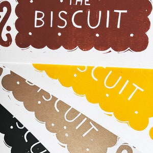 That takes the biscuit linocut print image 2