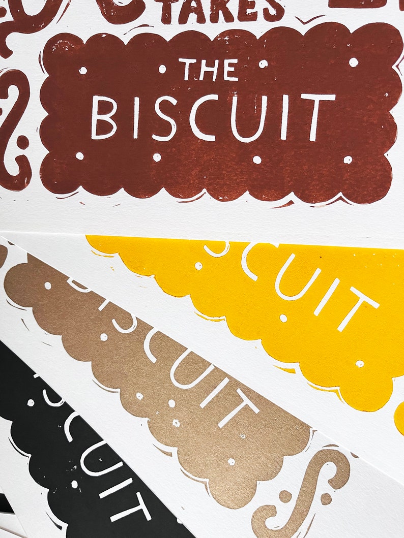 That takes the biscuit linocut print image 2