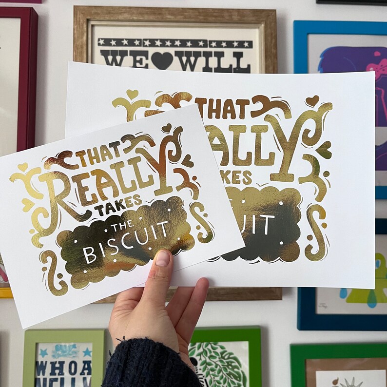 Biscuit Foil Print, From Linocut. A4 or A5 image 2