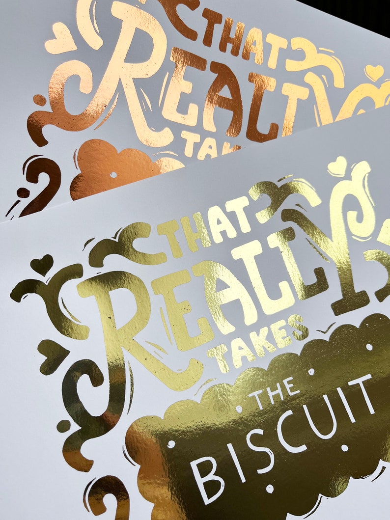 Biscuit Foil Print, From Linocut. A4 or A5 image 5