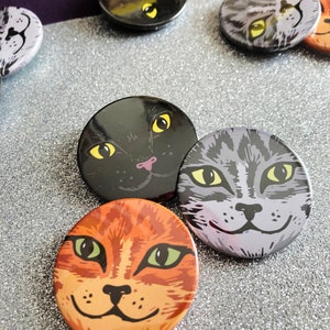 Funny Cat Faces badges, Set of badges, lapel pin, Pin badge, party bag fillers, Kitten gift, Animal Badges image 5