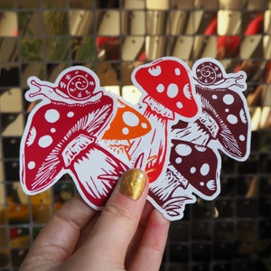 Vinyl Sticker Set - 3x Toadstool Mushroom Fairycore , Laptop Decals, Phone stickers,