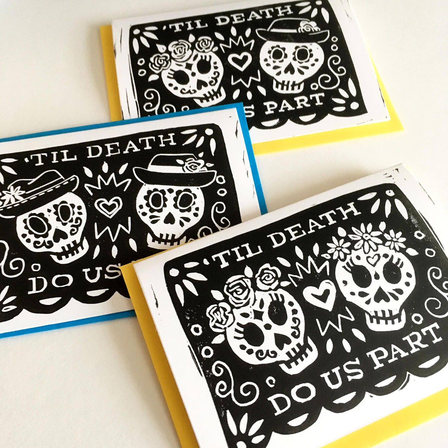 Hand Printed Day of the Dead Linocut Gay Wedding Card Etsy 日本
