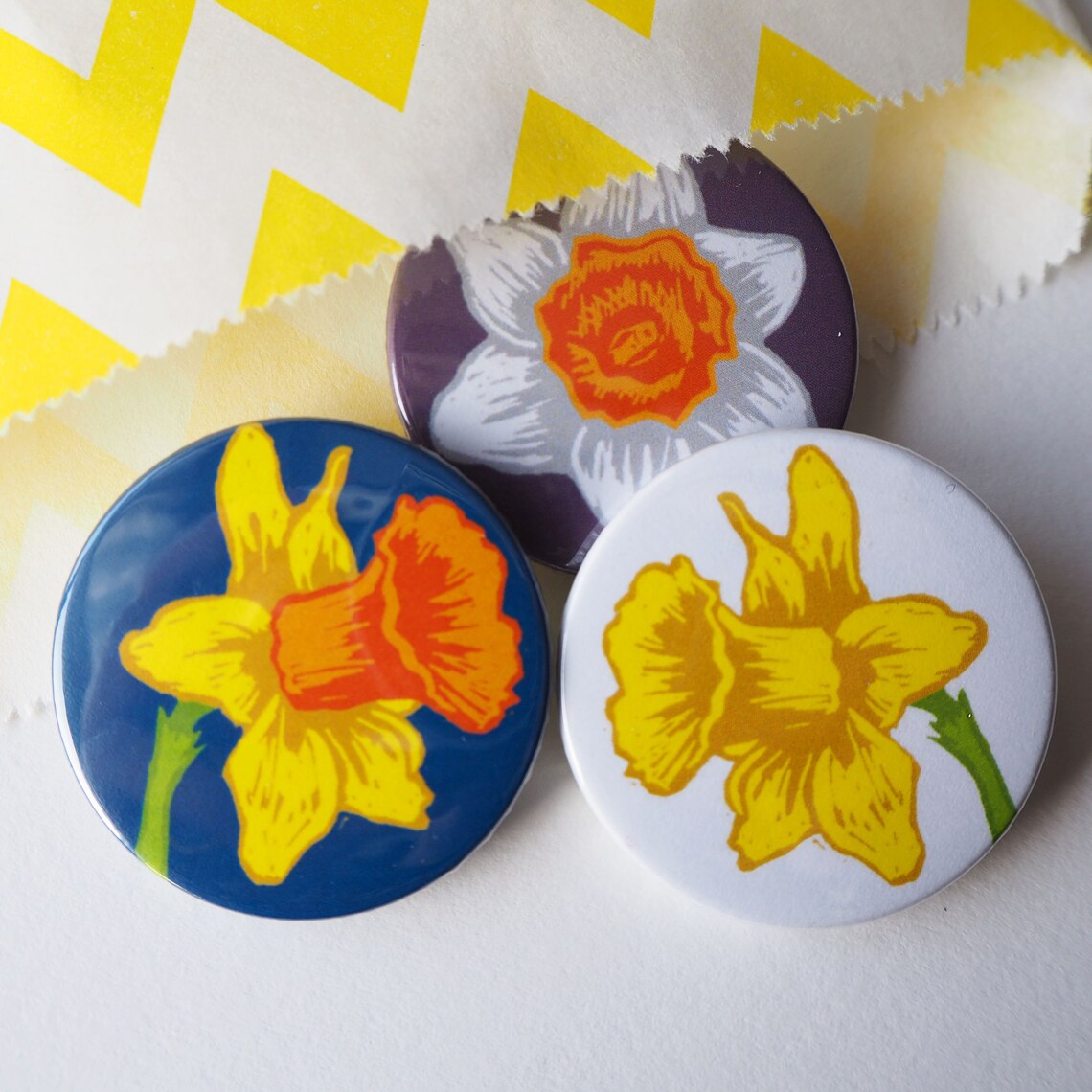 Daffodil Flower Badges Spring Flowers Gift for Her Flower Etsy UK