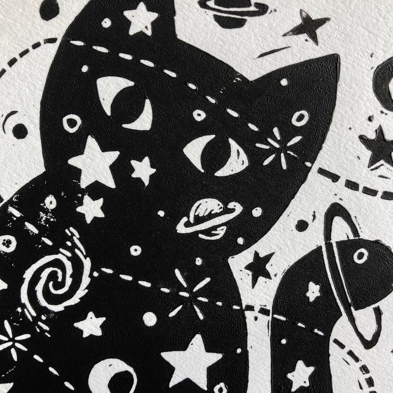 Félicette the Space Cat Linocut Print image 3