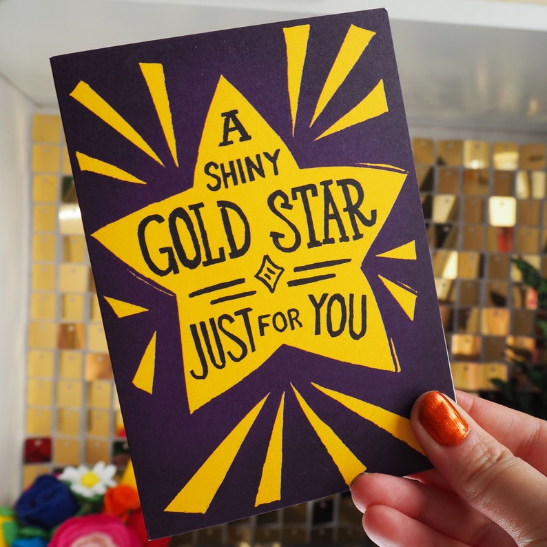 Gold Star Well Done Congratulations or New Job Card A6 - Etsy