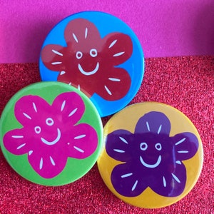 Happy Rainbow Flower Power badges, Set of badges, lapel pin, Pin badge, party bag fillers, Self care, Positive mental health image 6