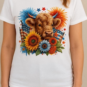 Vaca patriótica de las Tierras Altas PNG: Sublimación del 4 de julio (archivo SVG)