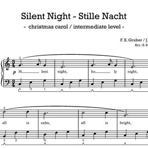 Silent Night  for piano - Stille Nacht - christmas carol - digital download