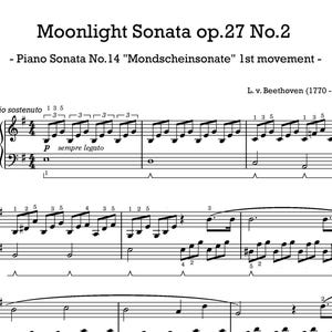 Beethoven: Moonlight Sonata - simplified version for piano solo - Mondschein-Sonate für Klavier