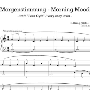 Morning Mood (very easy) - Morgenstimmung - piano - digital download