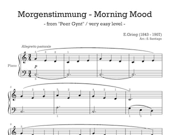 Morning Mood (very easy) - Morgenstimmung - piano - digital download