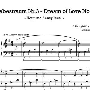 Liebestraum No.3 by Franz Liszt for piano, simplified