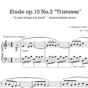 Chopin Etude op.10/3 for piano - simplified version - digital download