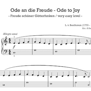 Ode to Joy - Beethoven - Ode an die Freude - piano sheet - digital download