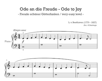 Ode to Joy - Beethoven - Ode an die Freude - piano sheet - digital download