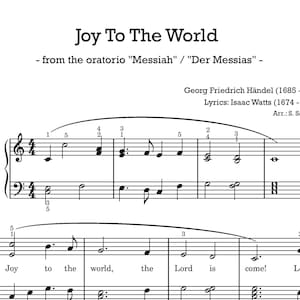 Joy To The World - G. F. Haendel - easy piano sheet - digital download