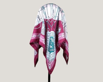 Vintage Hermès Paris “Cliquetis” Silk Scarf 90cm| Burgundy Red | Luxury Vintage Designer Square
