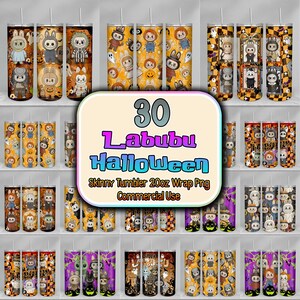 Horror Halloween Wrap Png, Spooky Halloween Png, Trendy Monster Doll Halloween 20oz Skinny Tumbler Wrap Png, Halloween Cute Doll Tumbler Png