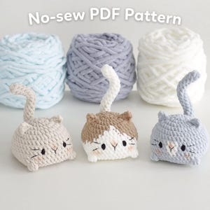No-sew 3in1 Cat Bun Cat Loaf Amigurumi Crochet Pattern Bundle, Digital PDF files in English Deutsch Français Español Português