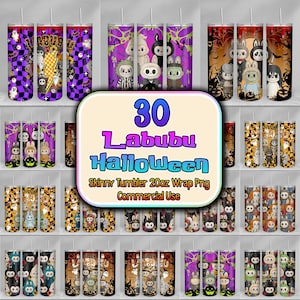 Trendy Monster Doll Halloween 20oz Skinny Tumbler Wrap Png, Halloween Cute Doll Tumbler Png, Horror Halloween Wrap Png, Spooky Halloween Png
