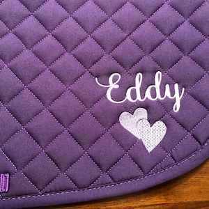 English All Purpose Saddle Pad-Horse-Name-Two Hearts-Personalized-SetYourselfFree font