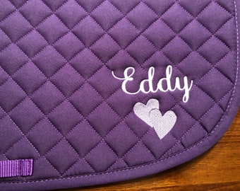English All Purpose Saddle Pad-Horse-Name-Two Hearts-Personalized-SetYourselfFree font