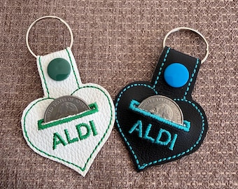 Coin Holder/Keychain/Vinyl/Assorted Colors/Aldi/Quarter/Personalized/Custom