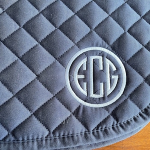 English All Purpose Saddle Pad-Horse-Custom-Embroiderd Circle Monogram-Name-Personalized