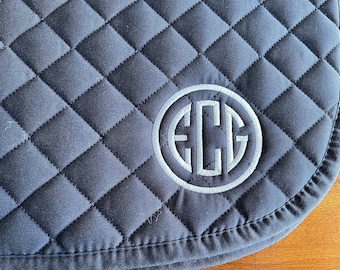 English All Purpose Saddle Pad-Horse-Custom-Embroiderd Circle Monogram-Name-Personalized