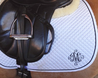 Horse Dressage Saddle Pad-Custom-Embroidered Scroll Initial-Personalized