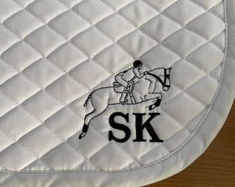 English All Purpose Saddle Pad-Horse-Embroidered Jumping Horse & Rider/Personalized