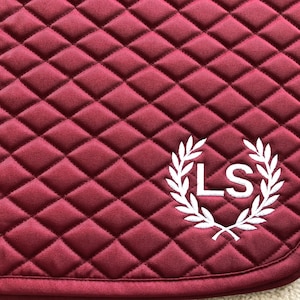 English All Purpose Saddle Pad-Horse-Custom-Embroiderd Laurel Wreath Monogram/Personalized