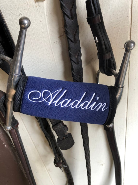 Horse Bit Cover-Warmer for Bridle-Personalized-Black or Blue