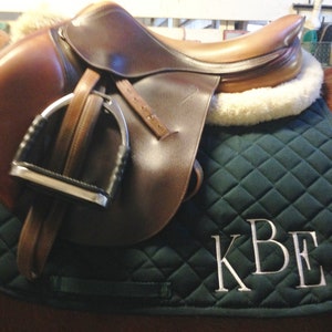 English All Purpose Saddle Pad-Horse-Embroidered Staggered Block Monogram-Personalized