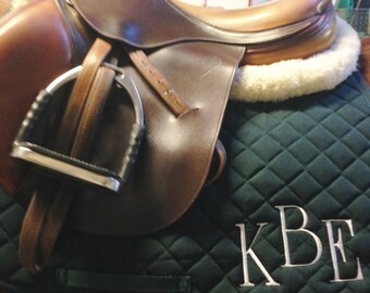 English All Purpose Saddle Pad-Horse-Embroidered Staggered Block Monogram-Personalized