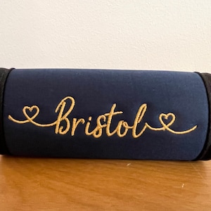 Horse Bit Cover-Warmer for Bridle-Amelia Font-Personalized-Black or Blue-Assorted Colors