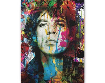 Graffiti pop-art M Jagger canvas muurkunst rockzanger muziek moderne print