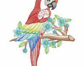 Embroidered  quilt blocks--Beautiful Parrots