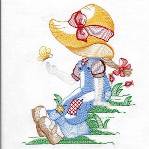 Embroidered  quilt blocks--Sunbonnet Sue set of 10