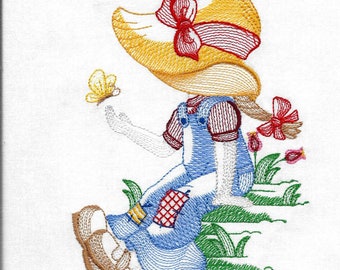 Embroidered  quilt blocks--Sunbonnet Sue set of 10
