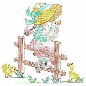 Embroidered  quilt blocks--Sunbonnet Sue set of 10