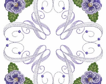 Embroidered  quilt blocks--Pansy's
