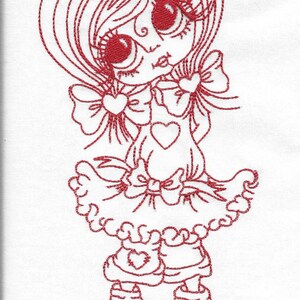 Machine embroidered quilt blocks--Big eyed Girls--set of 10